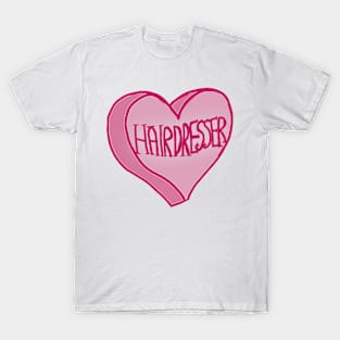 Cute Pink Love Heart Hairstylist T-Shirt